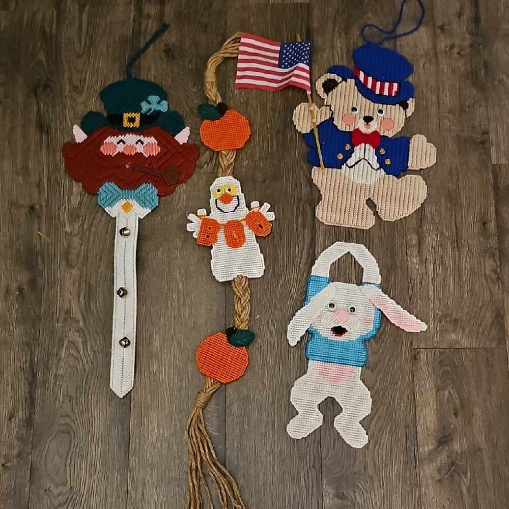 Vintage 4 Holiday Canvas Wall Handmade Decor Easter 4th Halloween St Patricks